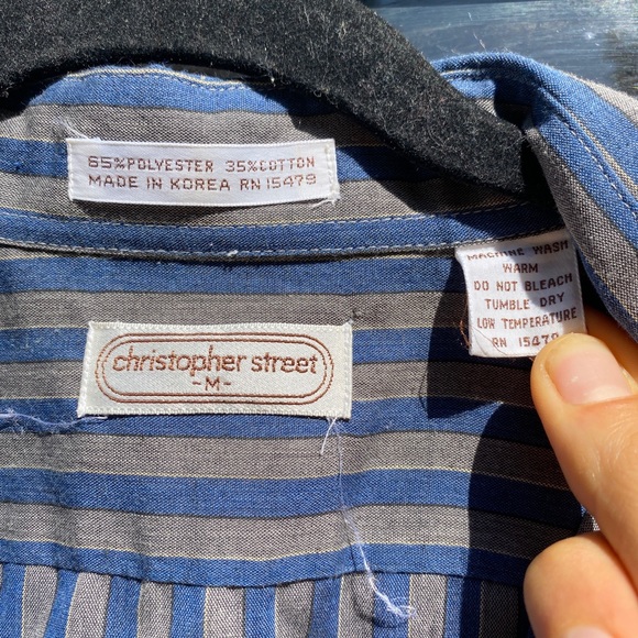 Vintage “Christopher Street” medium dress shirt; blue pin stripe made in Korea - Picture 2 of 3